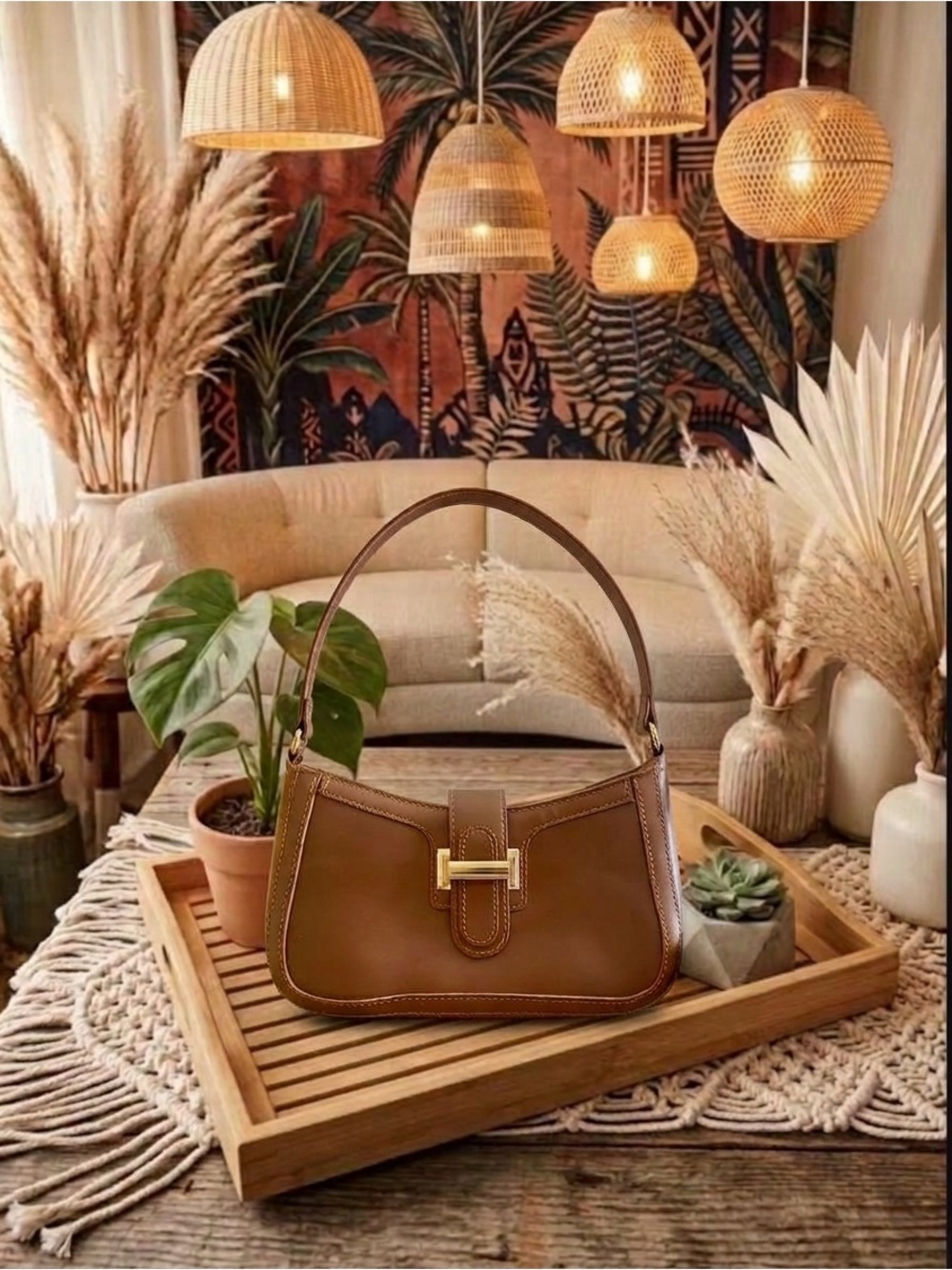 Brown “Leather” Mini  Shoulder Bag